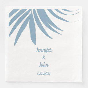 Guardanapo De Papel De Jantar Casamento Folha de Palmeira Tropical Azul Empoeira