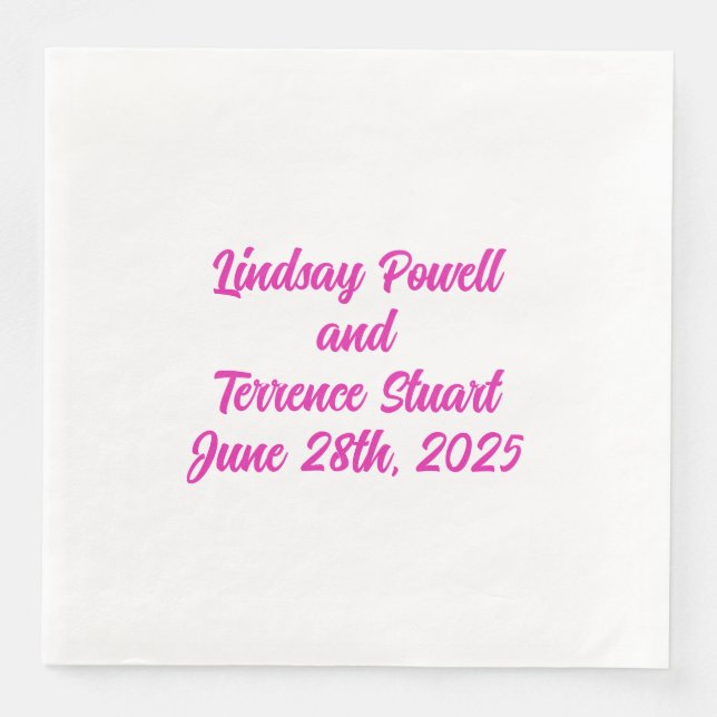 Guardanapo De Papel De Jantar Casamento Magenta Exótico dos anos 40 (Frente)