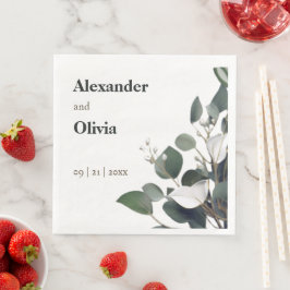 Guardanapo De Papel De Jantar Casamento Moderno Eucalyptus