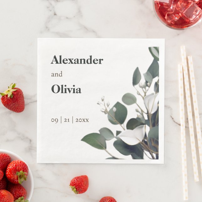 Guardanapo De Papel De Jantar Casamento Moderno Eucalyptus (Insitu)