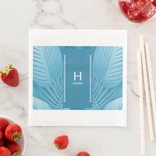 Guardanapo De Papel De Jantar Casamento Monograma Napkins | Teal tropical (Insitu)