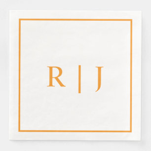 Guardanapo De Papel De Jantar Casamento outono de outono de Monogramas de laranj