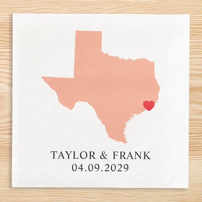 Guardanapo De Papel De Jantar Casamento Peach Texas (Peach Texas Wedding Paper Dinner Napkins)