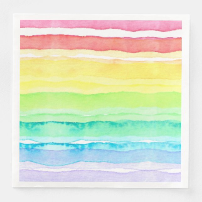Guardanapo De Papel De Jantar Casamento Rainbow Watercolor (Frente)
