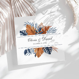 Guardanapo De Papel De Jantar Casamento Rustic Midnight Blue Monstera Napkins
