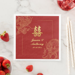 Guardanapo De Papel De Jantar Casamento Tradicional Chinês Vermelho de Phoenix D