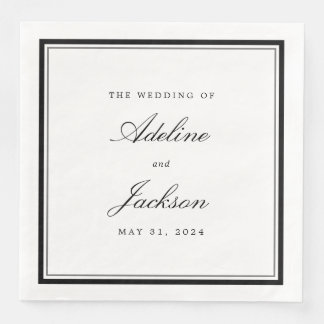 Guardanapo De Papel De Jantar Casamento Tradicional Clássico de Fronteira Branca