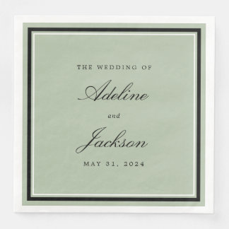 Guardanapo De Papel De Jantar Casamento Tradicional Clássico de Fronteira Negra 