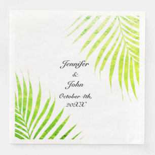Guardanapo De Papel De Jantar Casamentos tropicais Glitas Palma Verde Folha