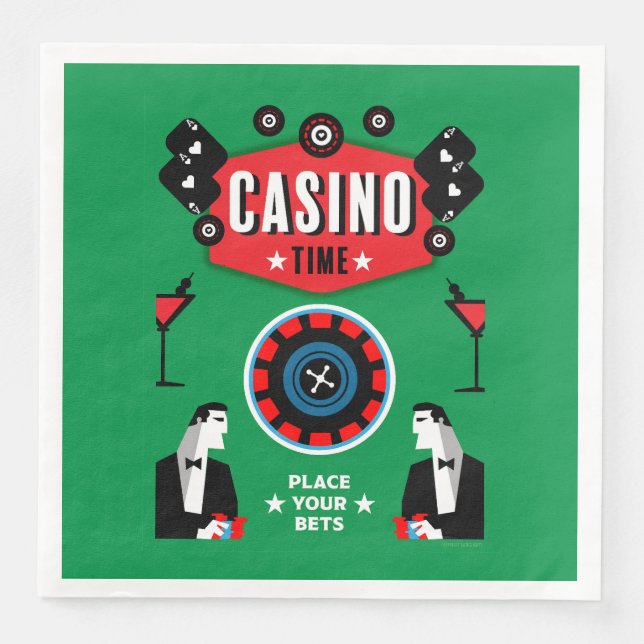 Guardanapo De Papel De Jantar Casino Gambling Poker Roulette (Frente)