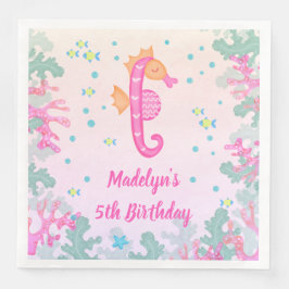 Guardanapo De Papel De Jantar Cavalo-marinho Sob O Aniversário Do Mar