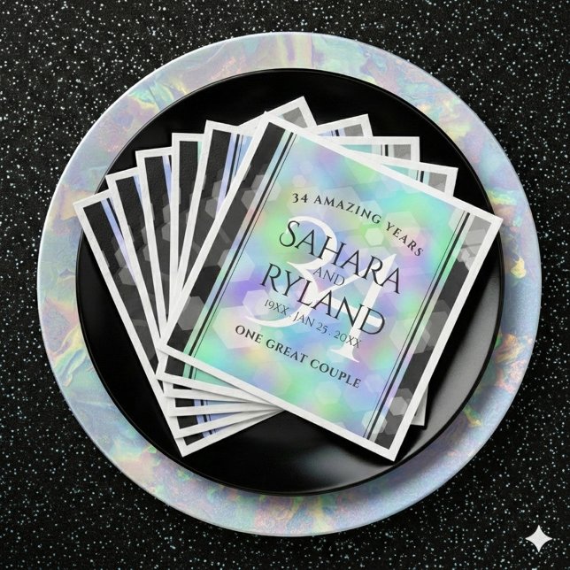 Guardanapo De Papel De Jantar Celebração do 34º aniversário de casamento da Opal (Elegant 34th Opal Wedding Anniversary Napkins Cover Photo)