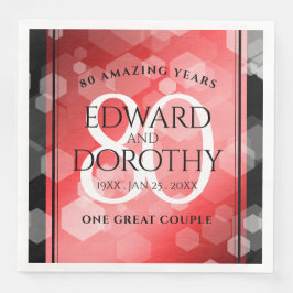 Guardanapo De Papel De Jantar Celebração do Aniversário de Casamento da 80 Ruby 