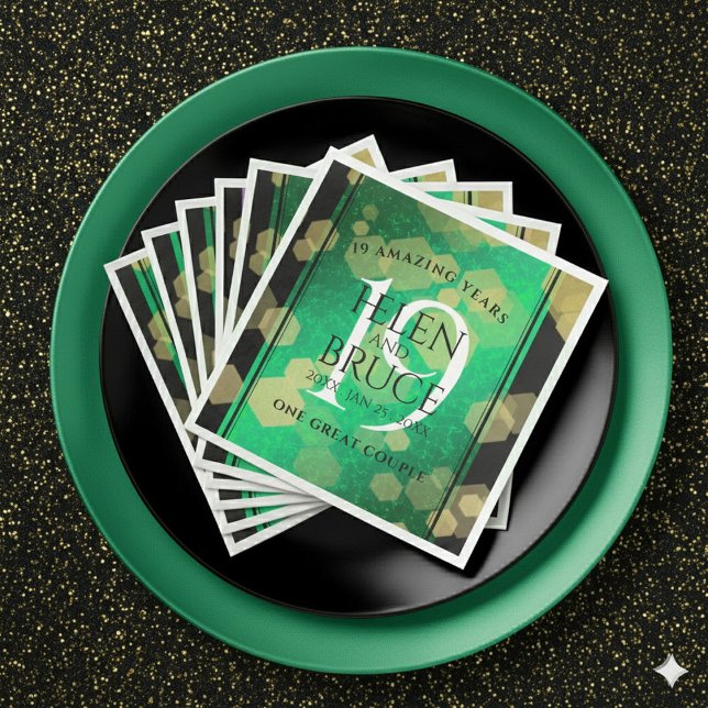 Guardanapo De Papel De Jantar Celebração do aniversário de casamento do Elegante (Elegant 19th Jade Wedding Anniversary Napkins Cover Photo)
