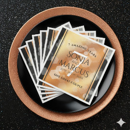 Guardanapo De Papel De Jantar Celebração do Aniversário do Casamento de Cobre 7 