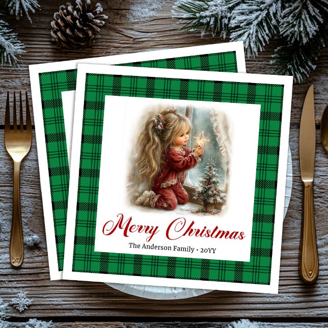 Guardanapo De Papel De Jantar Cena Clássica Caprichosa Cenário de Inverno (Whimsical Classic Dinner Setting Winter Scene Napkins)