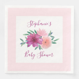 Guardanapo De Papel De Jantar Chá de fraldas de Flores de Aquarela Rosa Personal