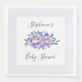 Guardanapo De Papel De Jantar Chá de fraldas de Flores de Aquarela Roxo Personal