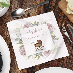 Guardanapo De Papel De Jantar Chá de fraldas Floral Rosa Personalizado