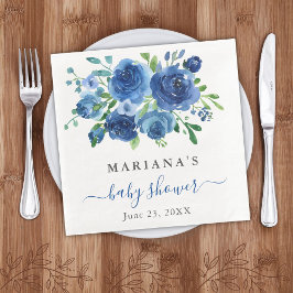 Guardanapo De Papel De Jantar Chá de Noiva Floral Azul Marinho