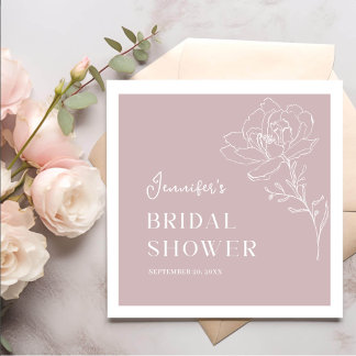 Guardanapo De Papel De Jantar Chá de Noiva Floral Rosa Minimalista Boho