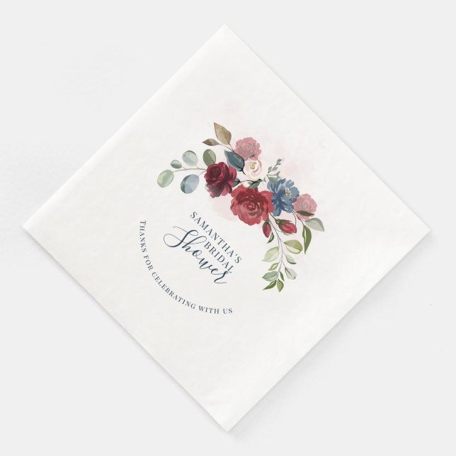 Guardanapo De Papel De Jantar Chá de Noiva Futuro Floral Elegante (Canto)
