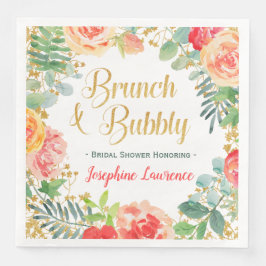 Guardanapo De Papel De Jantar Chá de panela Floral & Glitter Brunch & Bubble