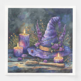 Guardanapo De Papel De Jantar Chapéu de Bruxa de Aquarela com Florais para Decou