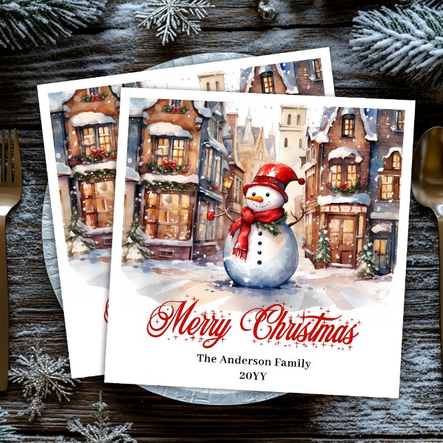 Guardanapo De Papel De Jantar Charming Christmas scene napkins classic palette (Charming Christmas scene napkins in classic palette)