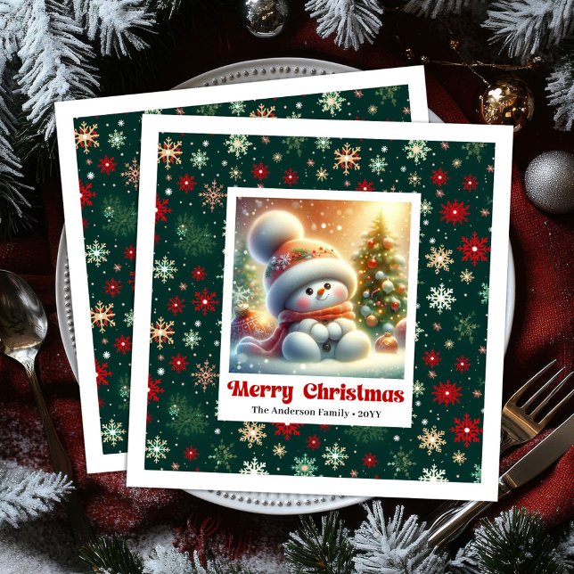 Guardanapo De Papel De Jantar Charming Christmas Snowman Napkins Personalized  (Charming Christmas Snowman Napkins Personalized Kids Style Napkins

)