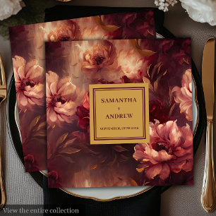 Guardanapo De Papel De Jantar Chic Blush Burgundy Dourado Casamento Floral Napki