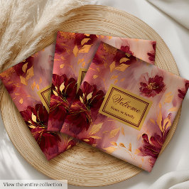 Guardanapo De Papel De Jantar Chic Blush Burgundy Dourado Vestuário Floral Napki