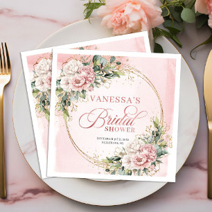 Guardanapo De Papel De Jantar Chic Boêmio Rosa Dourado Greenery Chá de Noiva