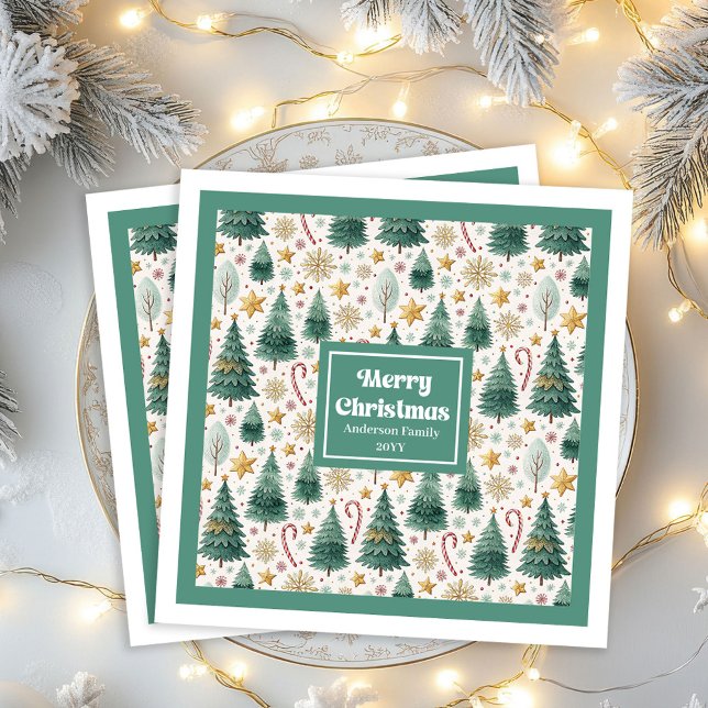 Guardanapo De Papel De Jantar Chic Christmas Trees Earthy Holiday Paper Napkins (Chic Christmas Trees Earthy Holiday Paper Napkins)