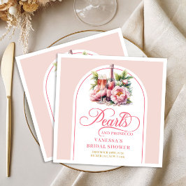 Guardanapo De Papel De Jantar Chic Pearls and Prosecco Bridal Shower Napkins