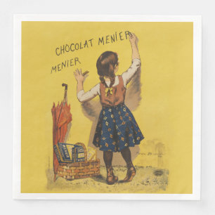 Guardanapo De Papel De Jantar Chocolat Menier Little Girl Escrevendo