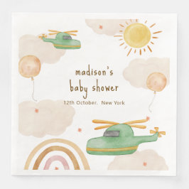 Guardanapo De Papel De Jantar Chuva de Bebê Helicóptero Avião Aventura Boho