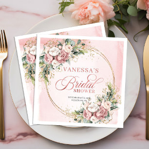 Guardanapo De Papel De Jantar Chuva de Noiva Floral Rosa Empoeirada Aquarela Rús