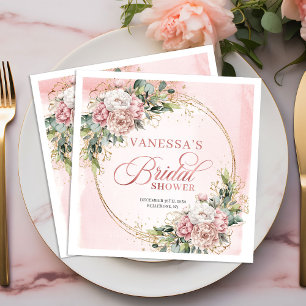 Guardanapo De Papel De Jantar Chuva de Noiva Romântica Boêmia Flores Rosa Bege