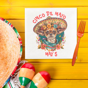 Guardanapo De Papel De Jantar Cinco de Mayo Chihuahua Vestindo Sombrero & Serape