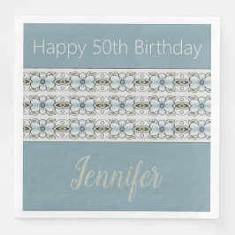 Guardanapo De Papel De Jantar Cinza Azul e Verde