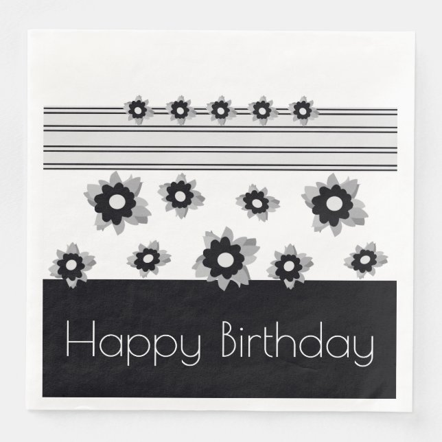 Guardanapo De Papel De Jantar Cinza E Branco Pretos (Frente)