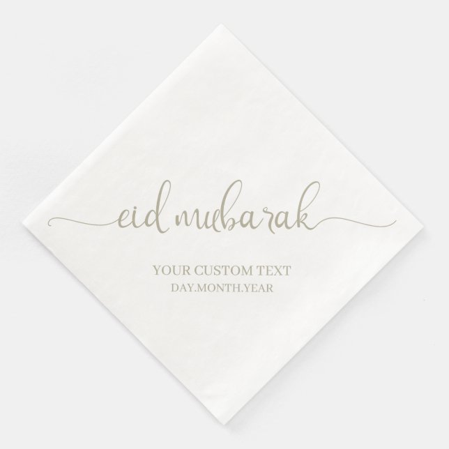 Guardanapo De Papel De Jantar Cinza Eid Mubarak - Personalizado (Canto)