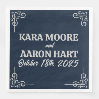 Guardanapo De Papel De Jantar Cinza na Tabula Azul Edwardian