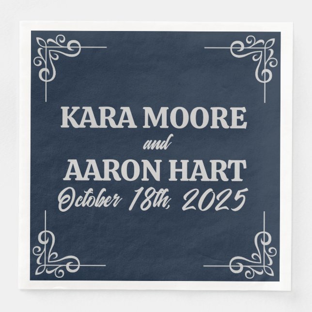 Guardanapo De Papel De Jantar Cinza na Tabula Azul Edwardian (Frente)