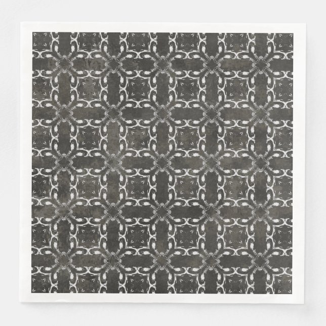 Guardanapo De Papel De Jantar Cinzas de prata e padrão de filigrana metálico pre (Frente)