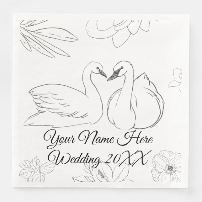 Guardanapo De Papel De Jantar Cisne e Botânico (Frente)