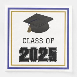 Guardanapo De Papel De Jantar Classe de 2025 Azul e Dourado