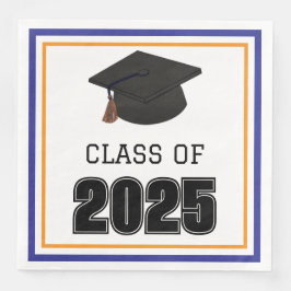 Guardanapo De Papel De Jantar Classe de 2025 Azul e Laranja