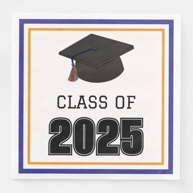 Guardanapo De Papel De Jantar Classe de 2025 Azul e Laranja (Frente)